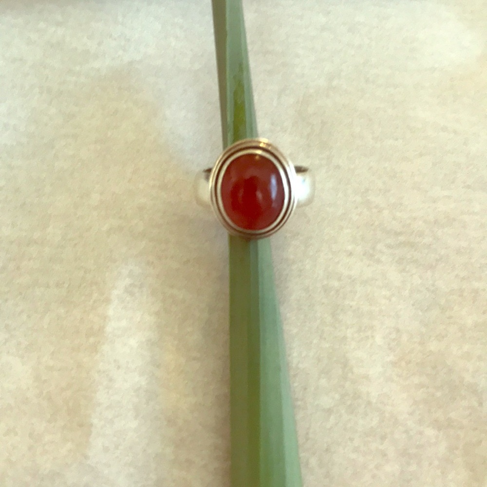 Authentic Carnelian Ring in Sterling Silver Size 9
